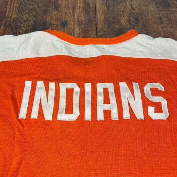 VINTAGE 70s Wilson Indians ? Baseball Jersey Size Medium Orange‎ White 60s 70s ? - Picture 4 of 7